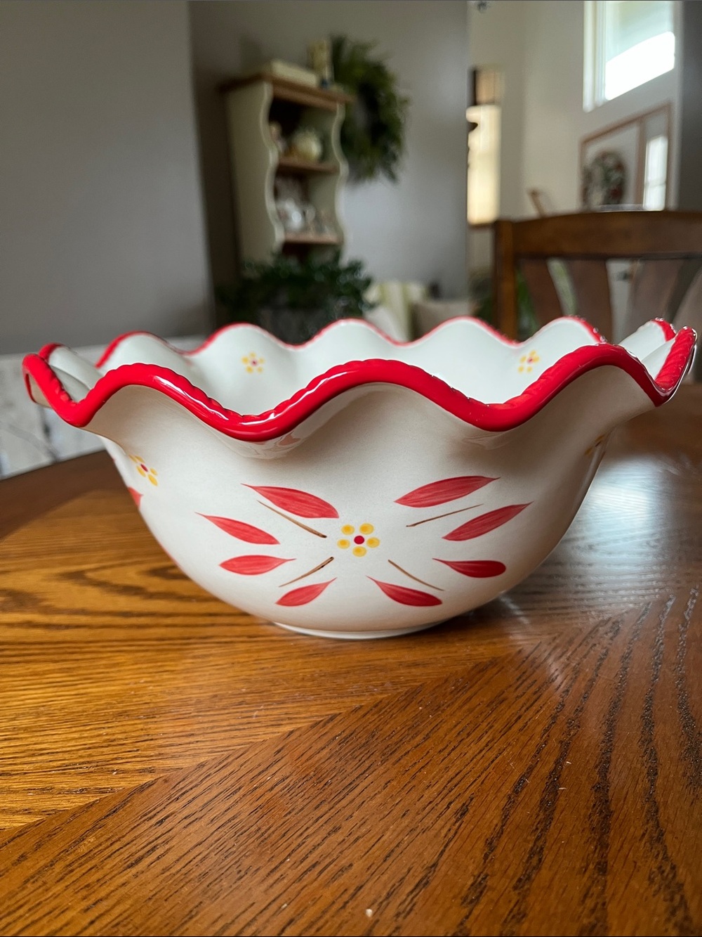 Temp-tations Old World Red 2 qt Mixing/Serving Bowl with Scalloped Edge